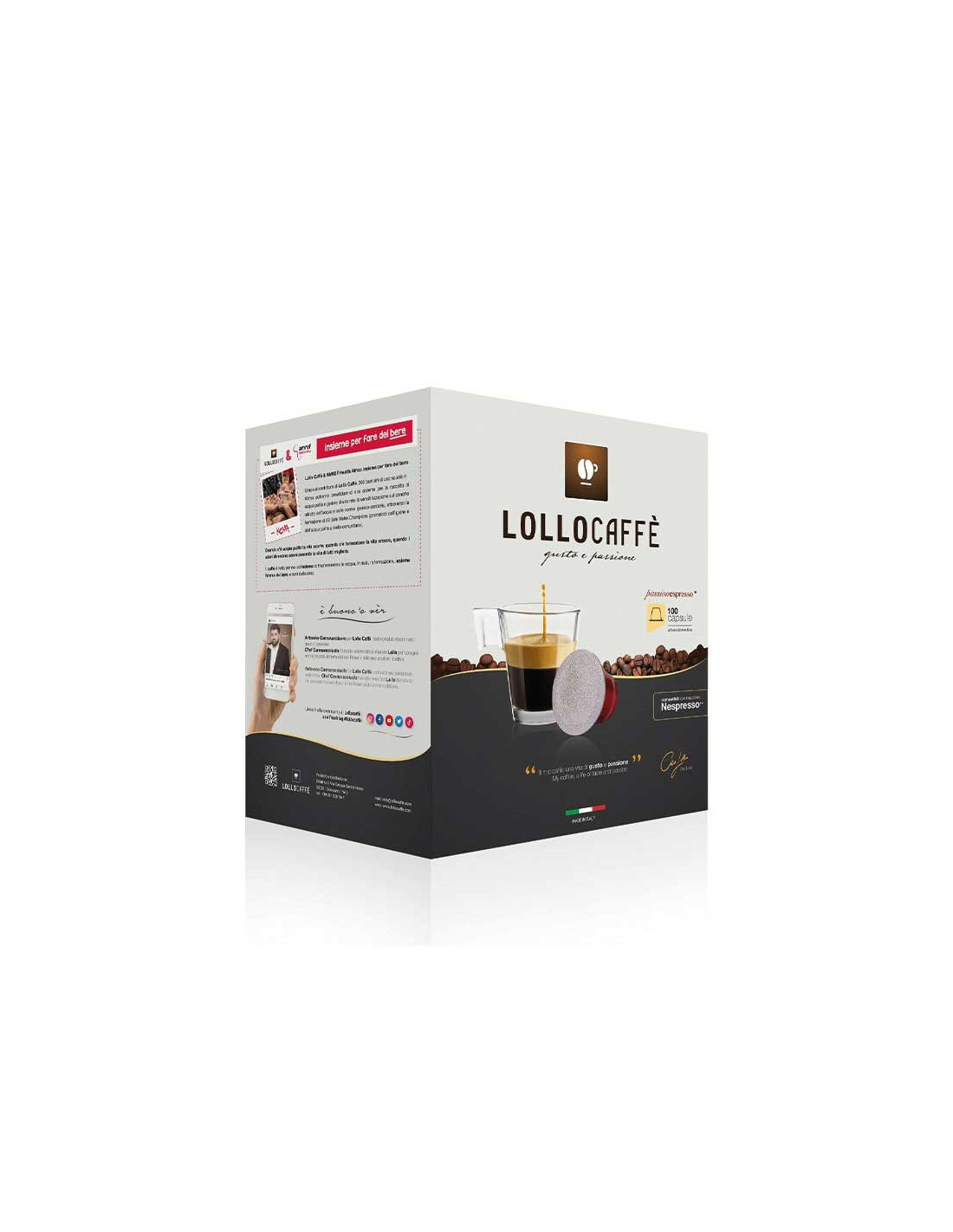 Capsula Lollo Caffè PassioNespresso compatibile Nespresso miscela Oro  Espresso 100 PZ